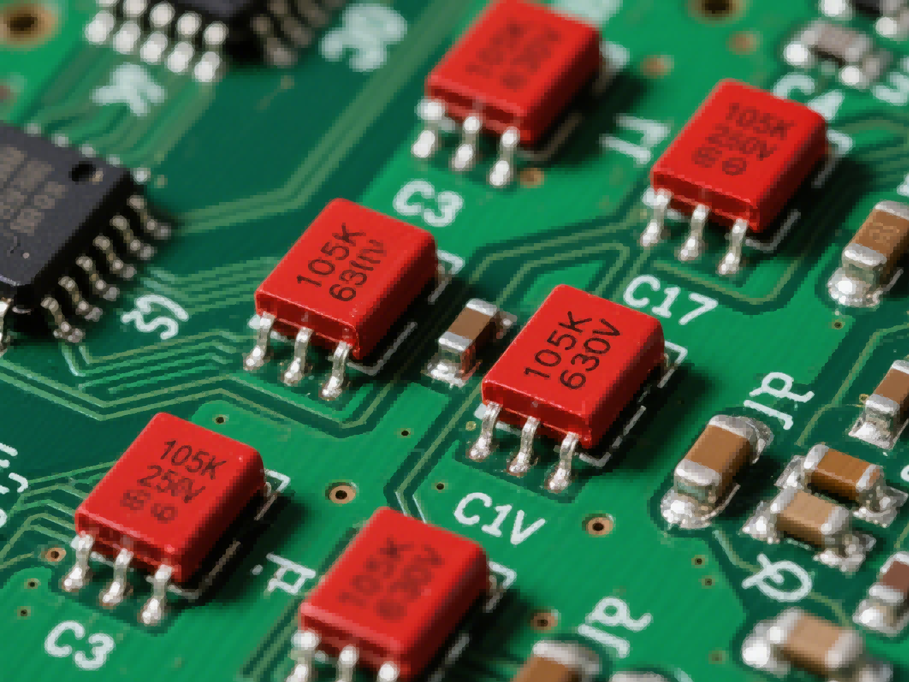 Red aluminum foil capacitors are a common type of electrolytic capacitor, named for the striking red coating on their shells. Their core structure consists of aluminum foil electrodes, electrolyte, and electrolytic paper, etc. The aluminum foil undergoes electrochemical corrosion to form a porous structure, increasing the surface area and enhancing the capacitance capacity. This type of capacitor is a polar capacitor. In the circuit, it must be correctly connected according to the positive an